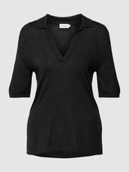Gebreide blouse met polokraag, model 'POLO' van Calvin Klein Womenswear Zwart - 38
