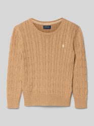 sweter z dzianiny ze ściegiem warkoczowym i wyhaftowanym logo od Polo Ralph Lauren Kids - 8