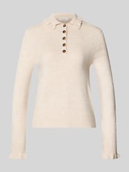 Strickpullover mit Umlegekragen und Knopfleiste von Christian Berg Woman Beige - 44