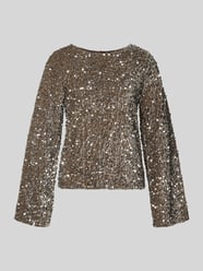 Regular Fit Langarmbluse mit Pailletten Modell 'KAM' von Pieces Beige - 13