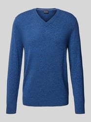 Wollpullover mit V-Ausschnitt und Kaschmir-Anteil von Christian Berg Men Blau - 41