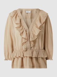 Bluse mit Volants Modell 'Besoa' von Neo Noir Beige - 21
