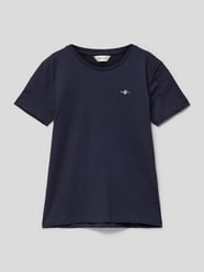 T-Shirt mit Logo-Stitching Modell 'SHIELD' von Gant Blau - 44