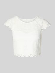 T-shirt o krótkim kroju z kwiatowej koronki od Jake*s Cocktail - 41