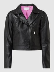 Cropped Lederjacke im Biker-Look Modell 'Martia' von Vila Grau / Schwarz - 42
