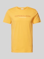 T-shirt met labelprint, model 'Copenhagen' van Lindbergh Oranje - 26