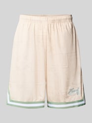 Regular fit sweatshorts met labelstitching, model 'Varsity' van KARL KANI Beige - 24