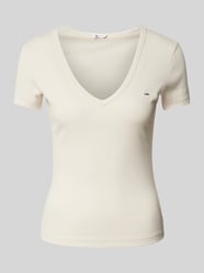 T-Shirt mit Label-Stitching von Tommy Jeans Beige - 11