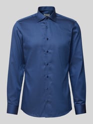 Slim Fit Business-Hemd mit Haifischkragen von Eterna Blau - 30