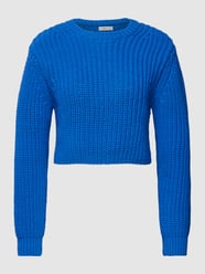 Cropped Strickpullover mit Rundhalsausschnitt Modell 'FRUTILLA' von Mango Blau - 11