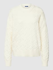 Gebreide pullover met geweven structuur, model 'Bottega' van Gant Wit - 26