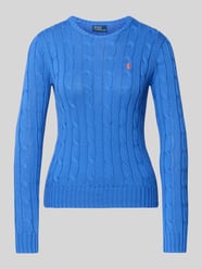 Sweter z dzianiny ze ściegiem warkoczowym model ‘JULIANNA’ od Polo Ralph Lauren - 2