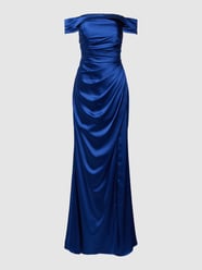 Abendkleid mit Raffungen von Unique Blau - 33