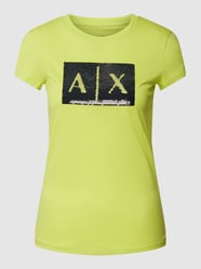 T-shirt z bawełny z detalem z logo model ‘CARRYOVER’ od ARMANI EXCHANGE Zielony - 47