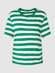 T-shirt van viscose met streepmotief van Marc O'Polo Denim Groen - 12