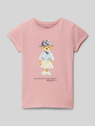 T-shirt z nadrukiem z motywem i logo od Polo Ralph Lauren Kids Różowy - 14