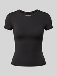 T-shirt z prążkowanym okrągłym dekoltem od Review - 26
