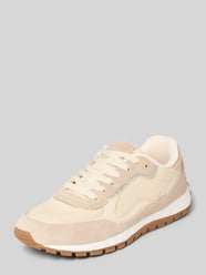 Low Top Sneaker aus Rindleder mit Strickeinsatz von Marc O'Polo Beige - 39