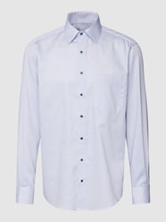 Comfort fit zakelijk overhemd met all-over motief van Eterna Blauw / turquoise - 46