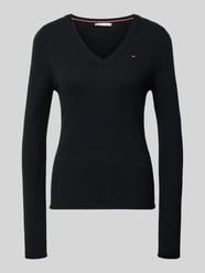 Sweter z dzianiny o kroju slim fit z czystej wełny od Tommy Hilfiger - 48