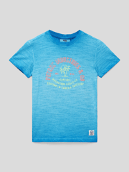 T-Shirt mit Label-Print von Petrol Blau / Türkis - 21
