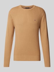 Slim Fit Strickpullover mit Fischgrät-Struktur von Tommy Hilfiger Braun - 28