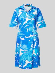 Knielanges Kleid mit V-Ausschnitt von comma Blau - 34