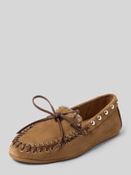 Loafers van echt leer met studs van INUOVO Beige - 5