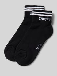 Socken mit Label-Schriftzug Modell 'Retro Ankle' im 2er-Pack von Snocks Schwarz - 14