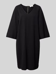 Knielanges Kleid mit abgerundetem V-Ausschnitt von MORE Schwarz - 36