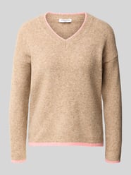 Strickjacke mit kontrastfarbener Kante Modell 'Ro44sie' von ZABAIONE Beige - 7