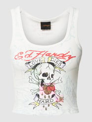 Top z nadrukiem z motywem model ‘LOVE-DIES-HARD’ od Ed Hardy Biały - 16