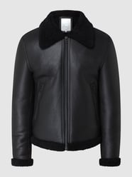 Lederjacke aus Lammshearling Modell 'Lammy' von Goosecraft Schwarz - 15