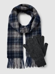 Sjaal en handschoenen van wol in een set, model 'TARTAN' van Barbour Blauw - 34