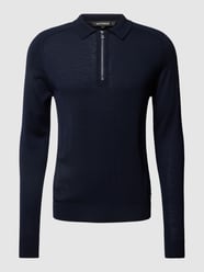 Pullover mit Polokragen aus Schurwolle von Roy Robson Blau - 8