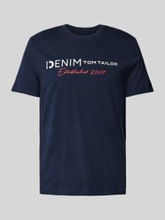 T-Shirt mit Rundhalsausschnitt von Tom Tailor Denim Blau - 36