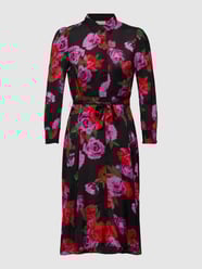 PLUS SIZE blousejurk met all-over motief, model 'Florisa' van KAFFE Curve Grijs / zwart - 21