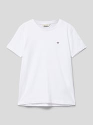 T-shirt met logostitching, model 'SHIELD' van Gant Wit - 42