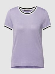 Gebreid shirt mer boorden met contraststrepen van Jake*s Collection Paars - 9