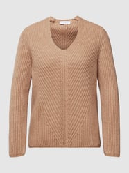 Gebreide pullover met V-hals, model 'ALLO' van Cinque Bruin - 10