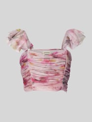 Cropped Blusentop mit Raffungen von LACE & BEADS Pink - 2