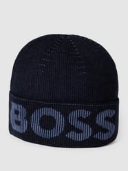 Beanie met labelmotief, model 'Lamichetto' van BOSS Blauw / turquoise - 7