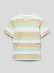 T-Shirt mit Streifenmuster von Tom Tailor Orange - 42