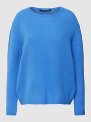 Sweter z dzianiny z wzorem warkocza od Luisa Cerano Niebieski - 9
