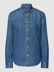 Bluzka koszulowa z wyhaftowanym logo od Polo Ralph Lauren Niebieski - 6