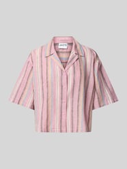 Relaxed fit linnen blouse met resortkraag van Jake*s Casual Fuchsia - 42