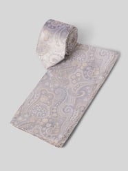 Krawatte und Einstecktuch im Set aus reiner Seide von Prince Bowtie Beige - 23