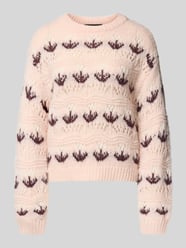 Sweter z dzianiny o kroju regular fit z ażurowym wzorem model ‘IDELLE’ od VERO MODA Fuksjowy - 8