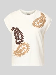 t-shirt z okrągłym dekoltem i haftami od Stefanel - 26