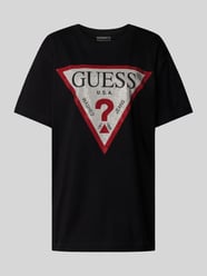 T-Shirt mit Strasssteinbesatz Modell 'SHINY TRIANGLE' von Guess Schwarz - 22